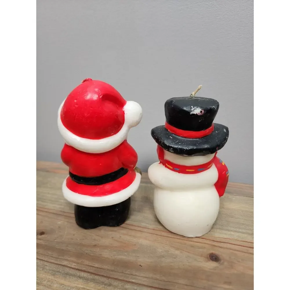Santa and Snowman Christmas Vintage Candles 6